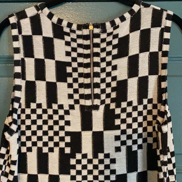 Vintage Adrianne Vittadini black and white ska two tone checkered cocktail dress - Picture 5 of 8